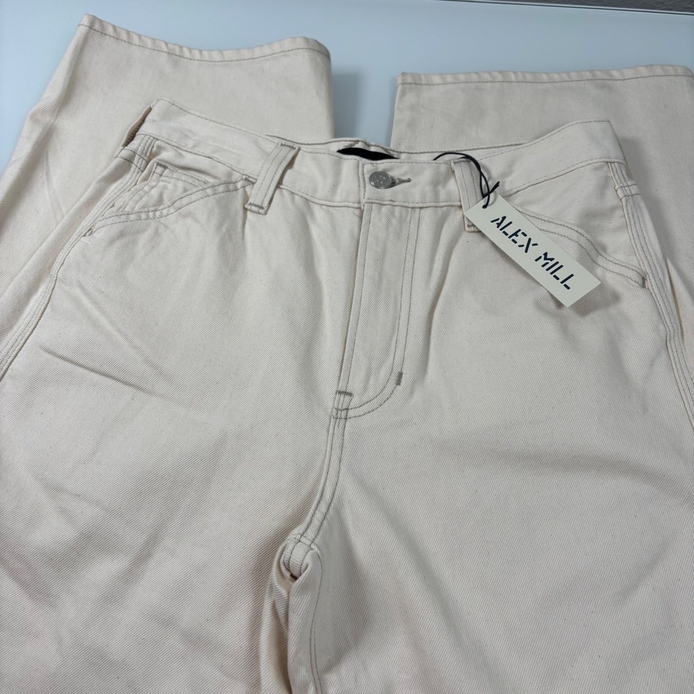 Alex Mill Women 27 (Act30) Ecru Elah Arc Jean NEW Baggy Mid Rise Made in USA